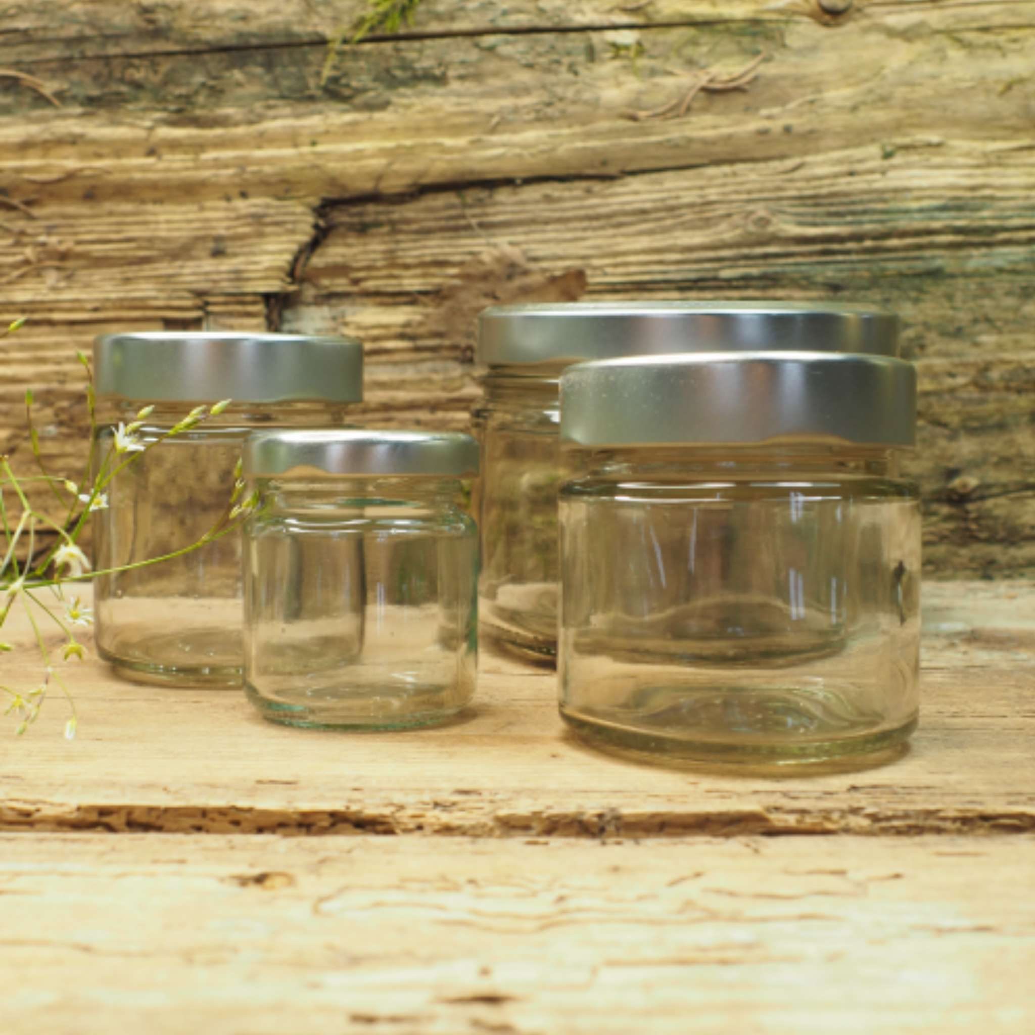 Schraubglas, Deckel silber