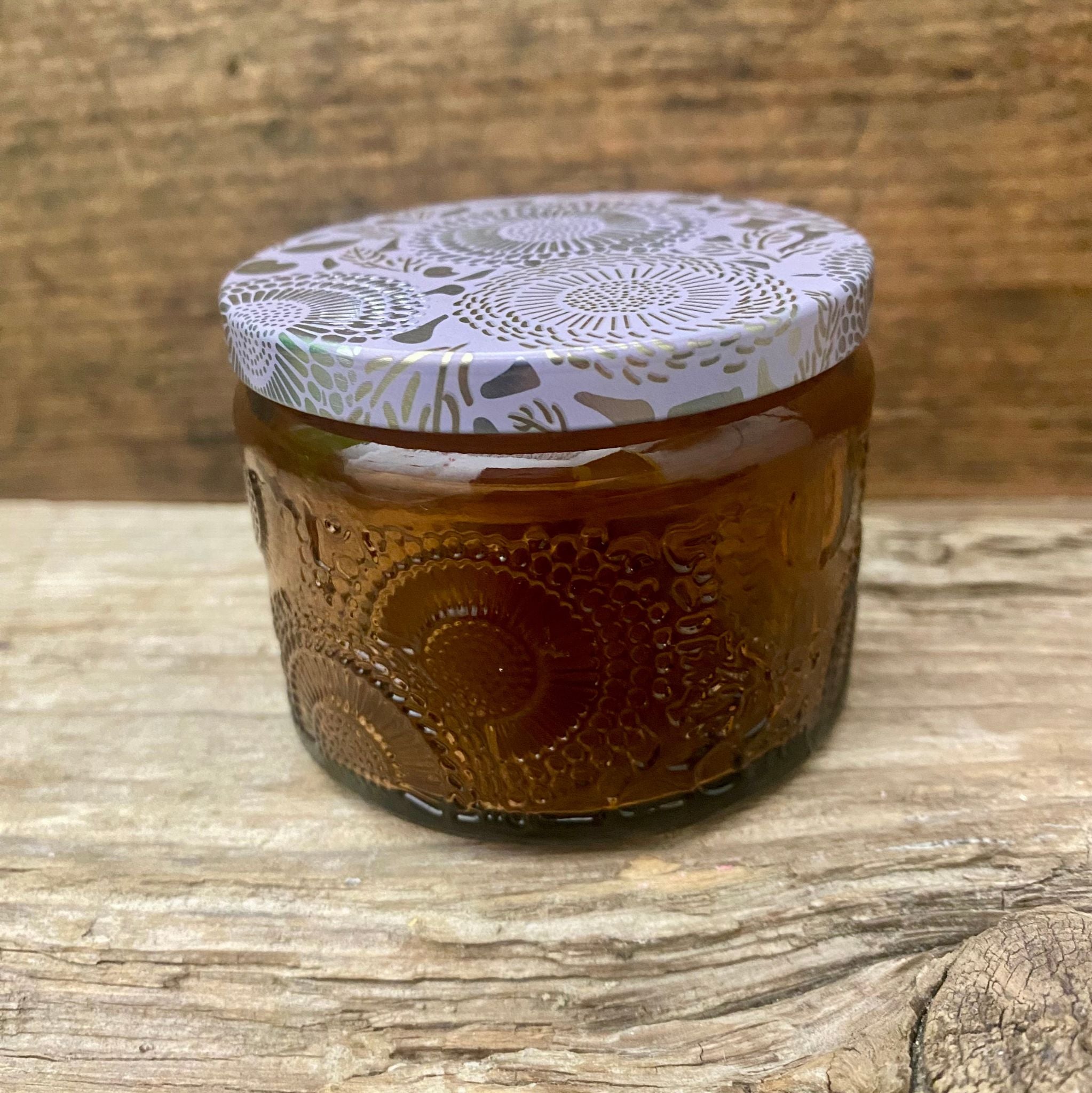 Kerzenglas 100 ml - amber/Deckel silber