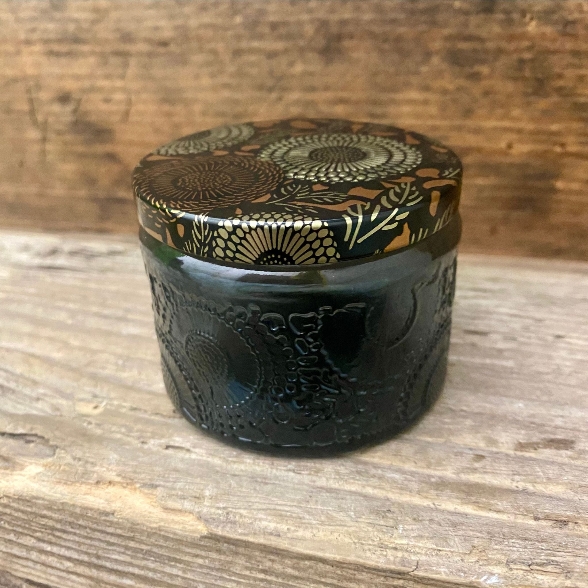 Kerzenglas 100 ml - anthrazit/Deckel braun gold