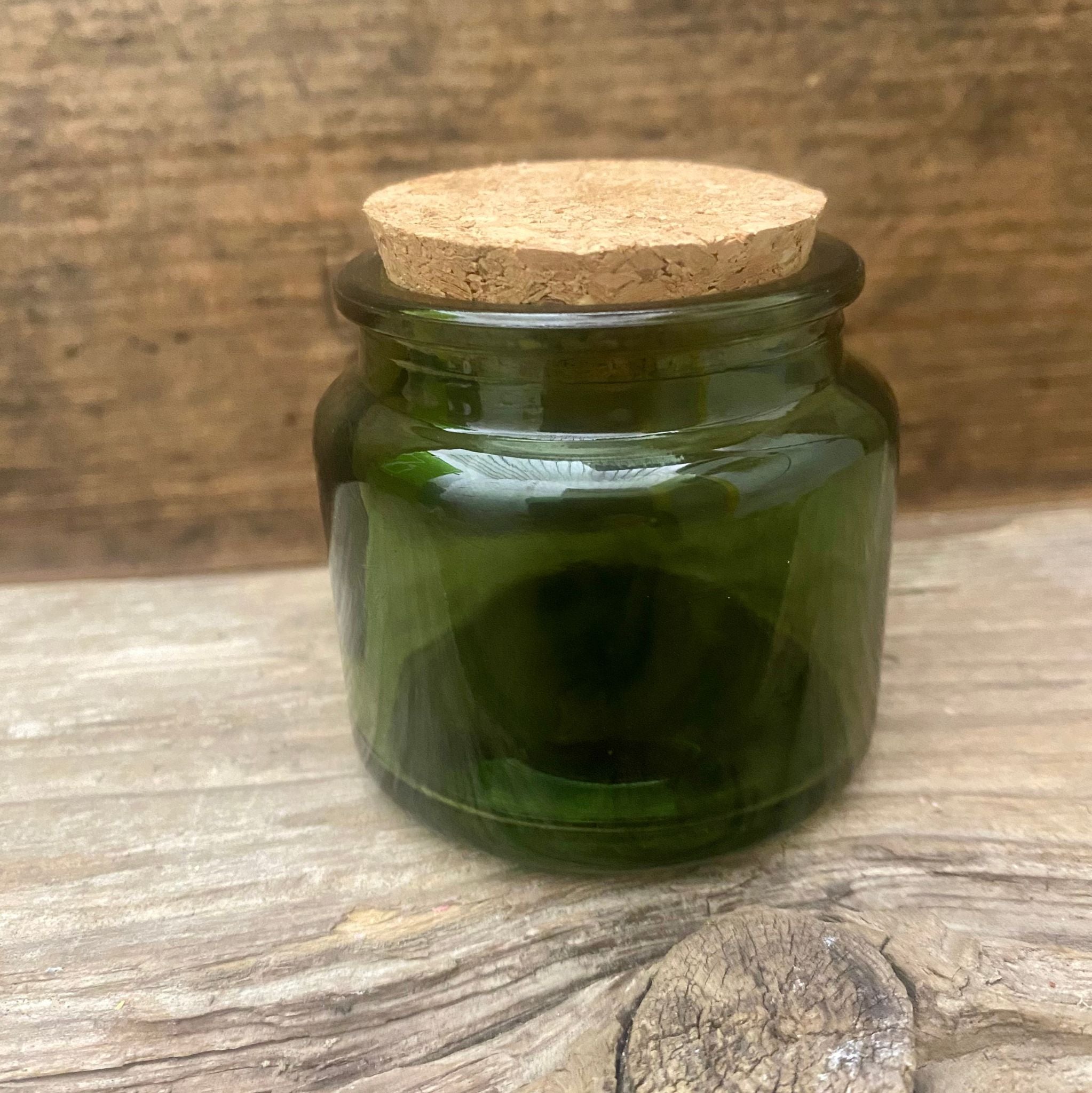 Kerzenglas 100 ml - grün / Korkdeckel