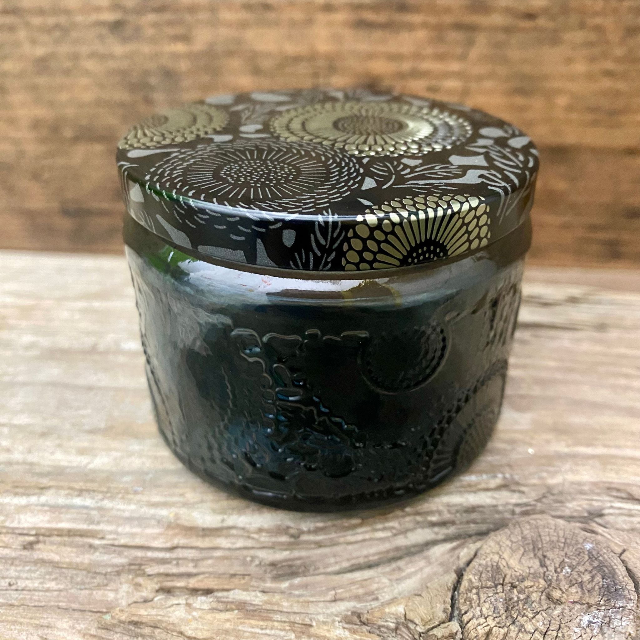 Kerzenglas 100 ml - anthrazit/Deckel schwarz gold